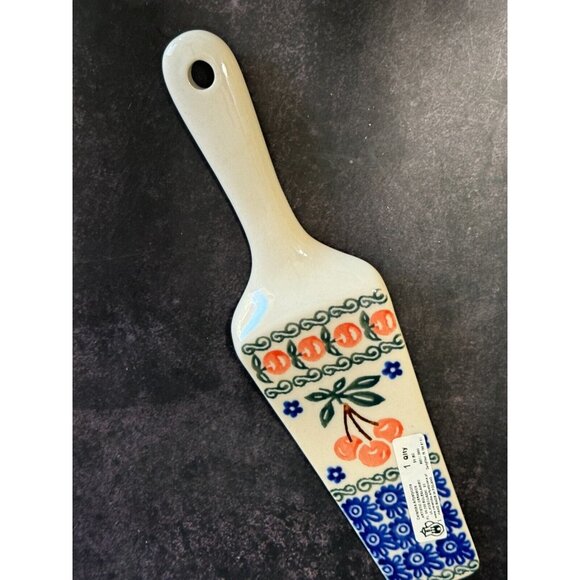 Polish Pottery Pie Server Peach Floral Boleslawiec Ceramika Artystyczna Unikat - Picture 3 of 5